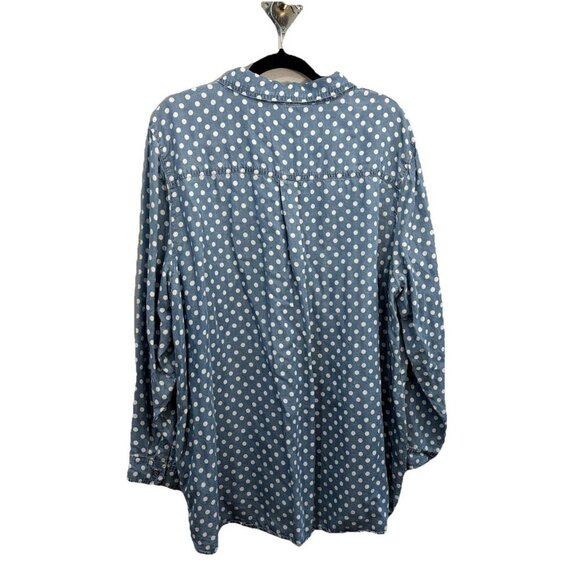 Multiples Polka Dot Chambray Shirt Size 2X Lyocell - Picture 2 of 10